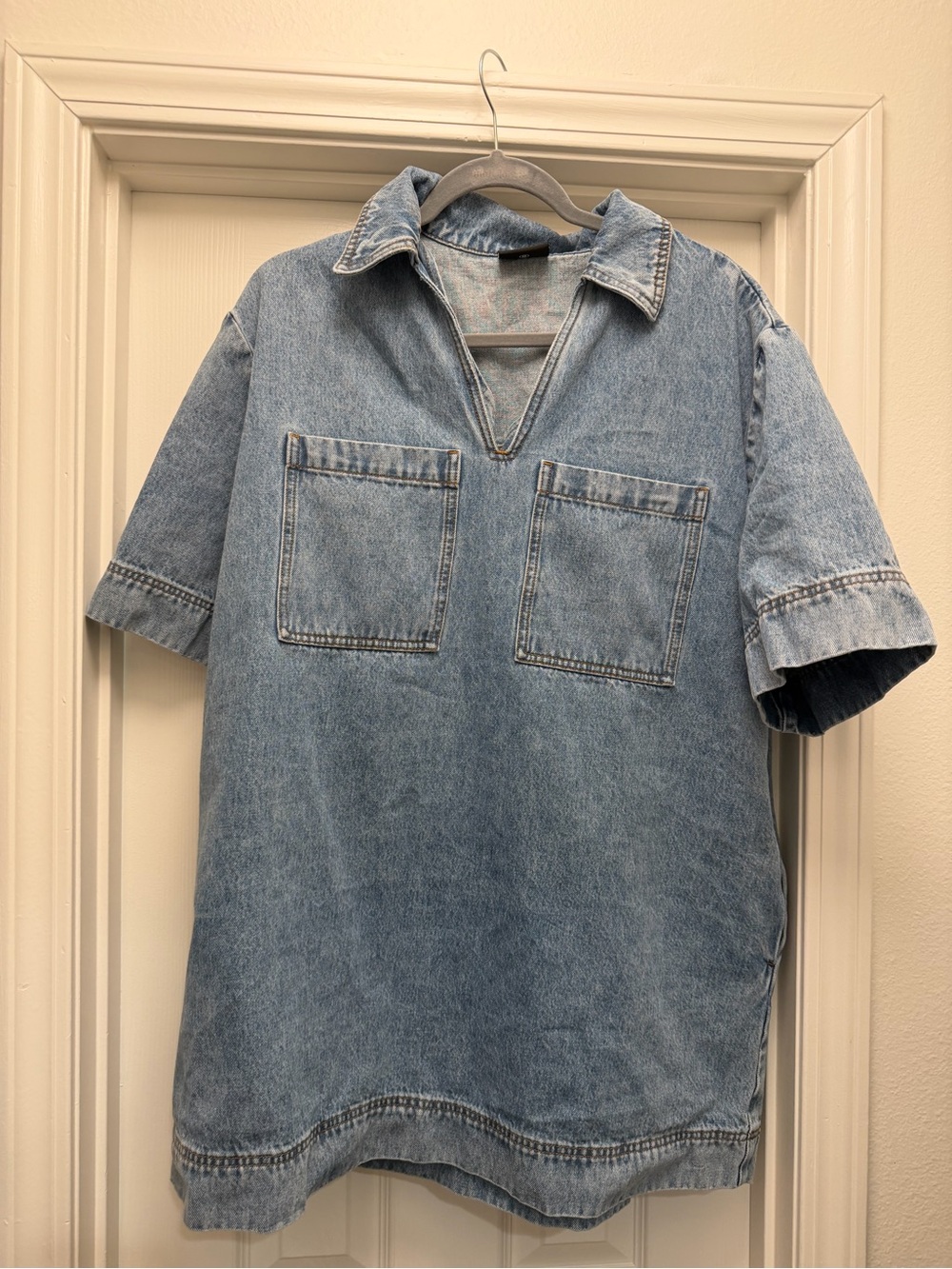 Denim Short-Sleeve Dress